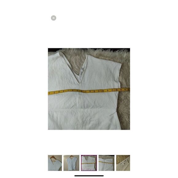 Helmut Lang White Linen Asymmetric Top V Neck Size 4 - Picture 5 of 10